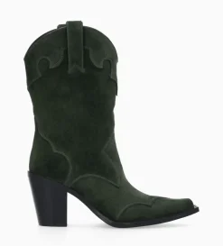 Bottine western à talon - Andy 80 - Cuir velours - Militaire