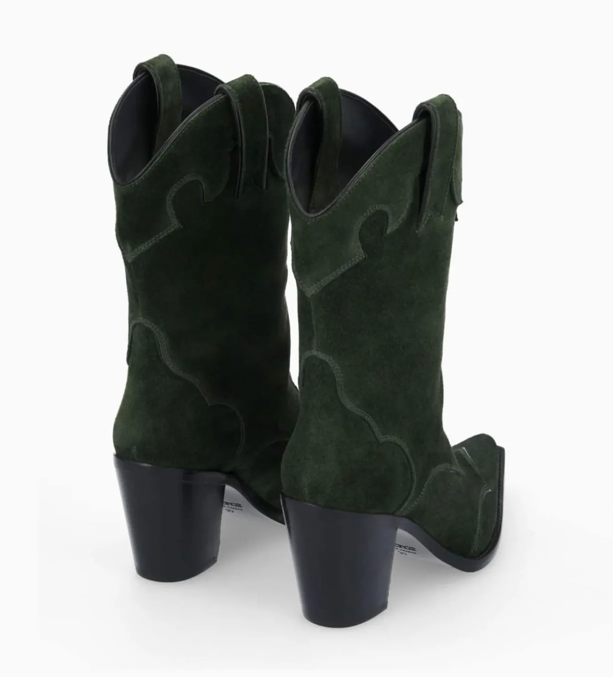 Bottine western à talon - Andy 80 - Cuir velours - Militaire
