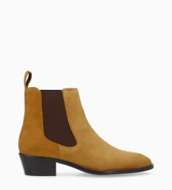 Bottine western chelsea - Kim 40 - Cuir velours - Caramel