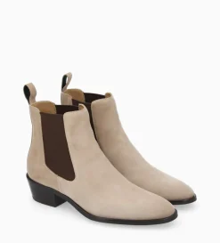 Bottine western chelsea - Kim 40 - Cuir velours -Taupe