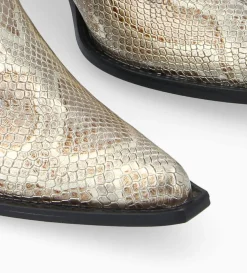 Bottine western chelsea - Sibelle 50 - Cuir imprimé serpent - Doré