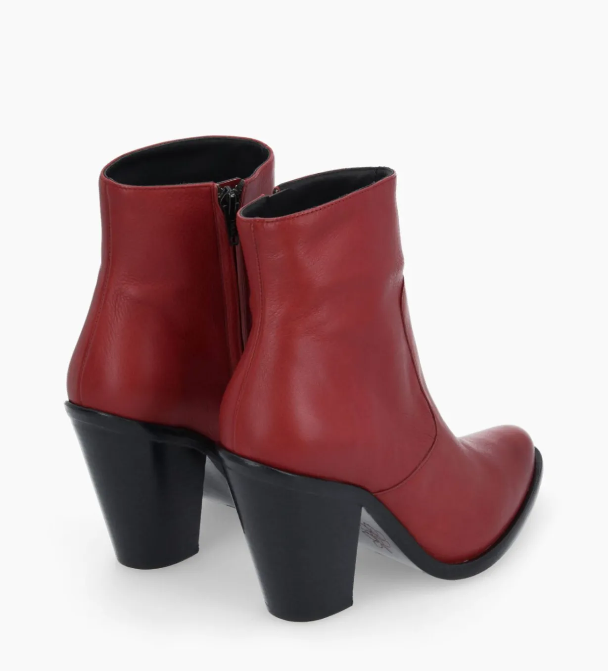 Bottine western zippée - Jane 9 - Cuir lisse - Rouge