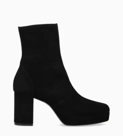 Bottine zippée à talon - Carlotta 70 - Cuir velours - Noir