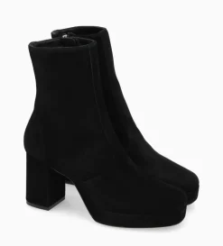 Bottine zippée à talon - Carlotta 70 - Cuir velours - Noir