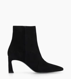 Bottine zippée à talon - Cathleen 65 - Cuir velours - Noir