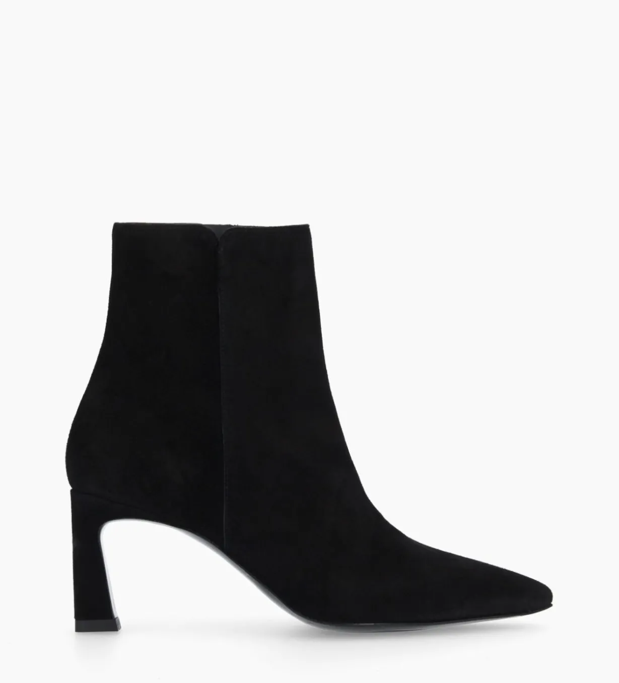 Bottine zippée à talon - Cathleen 65 - Cuir velours - Noir