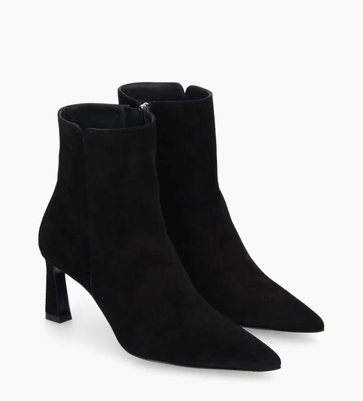 Bottine zippée à talon - Cathleen 65 - Cuir velours - Noir