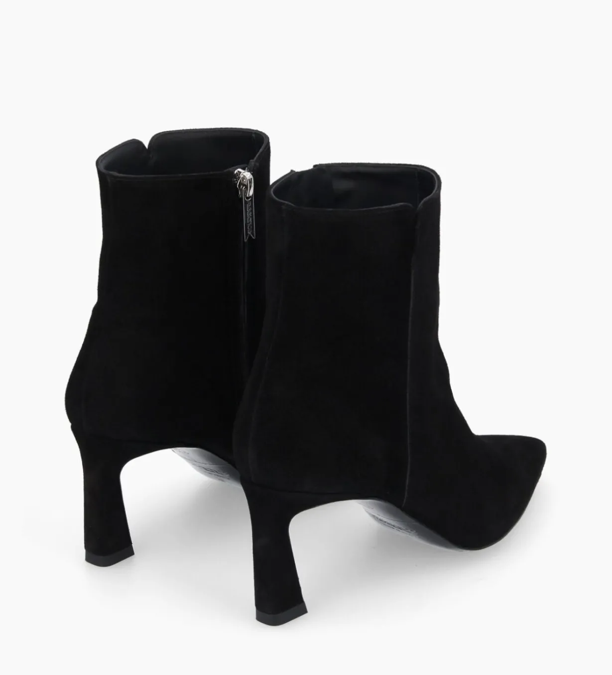 Bottine zippée à talon - Cathleen 65 - Cuir velours - Noir