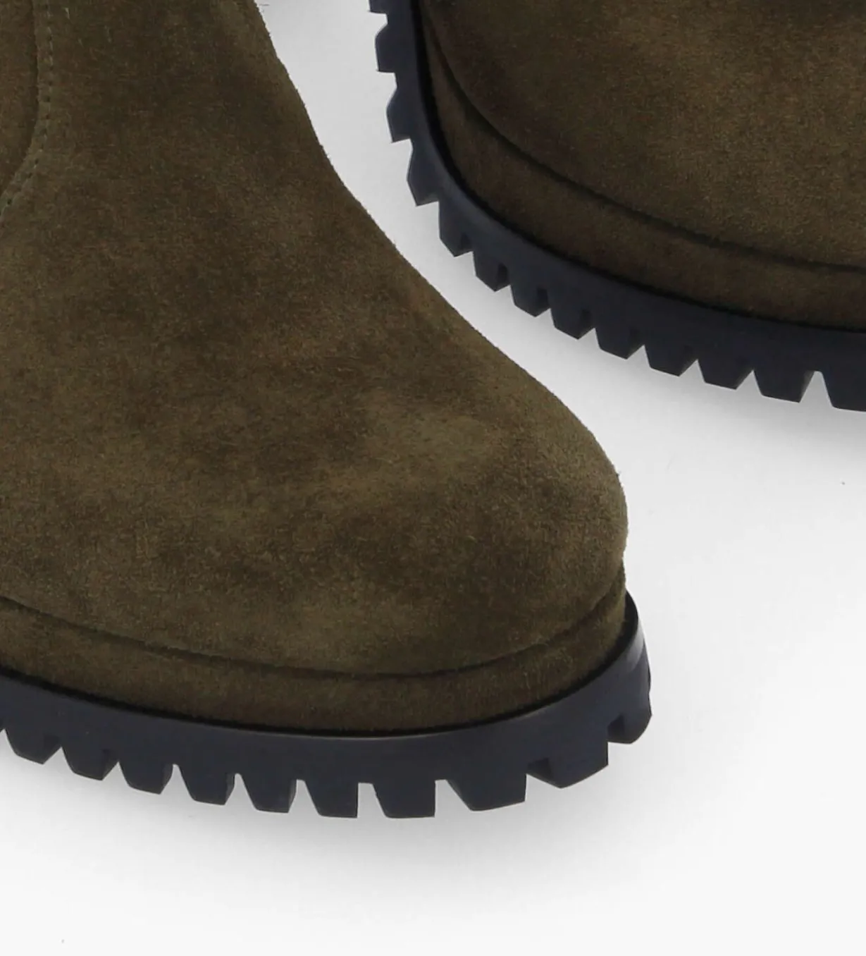 Bottine zippée à talon - Lery 7 - Cuir velours - Kaki