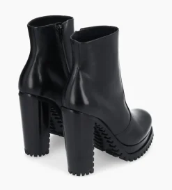 Bottine zippée à talon - Lery 7 - Cuir lisse - Noir