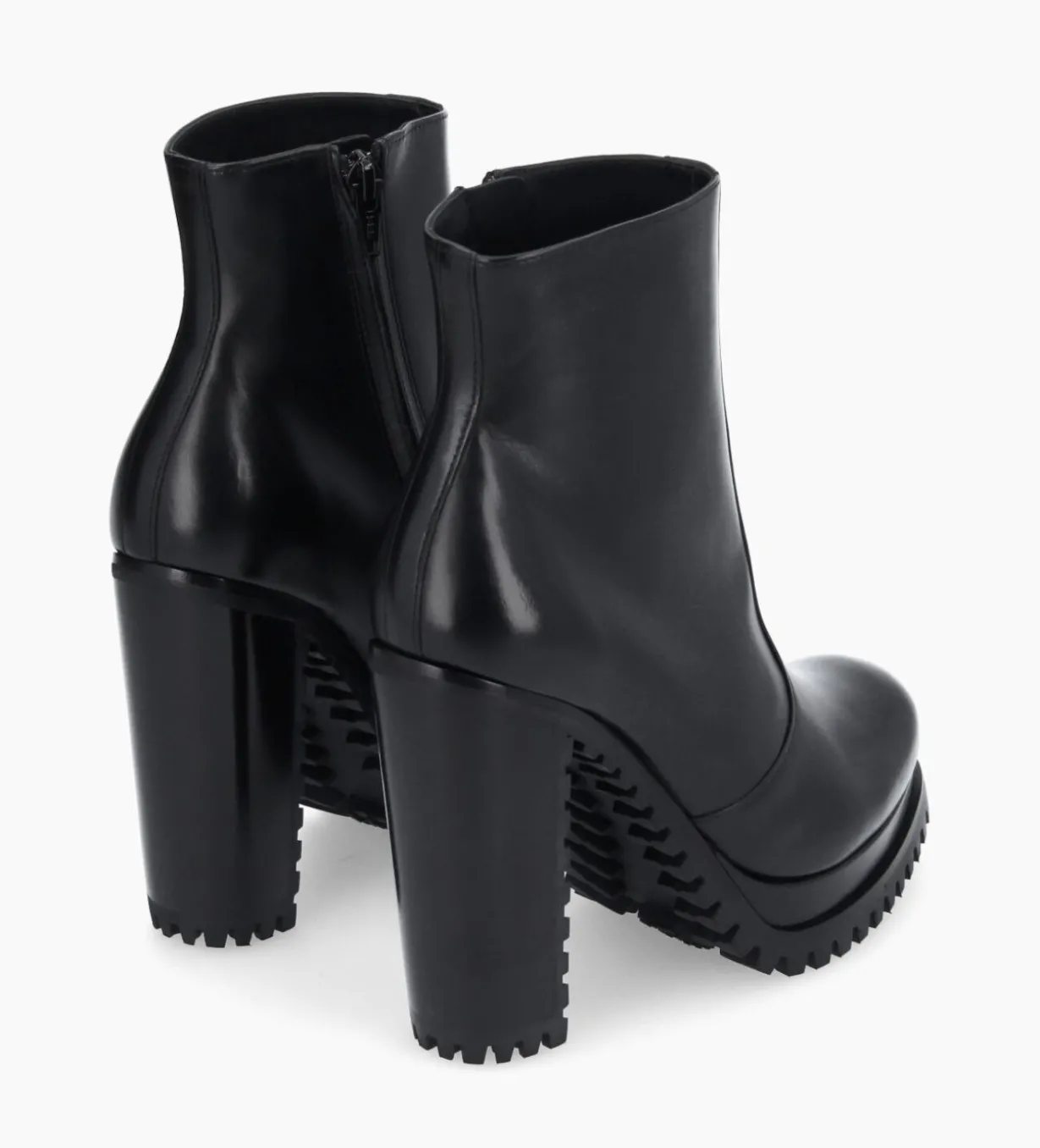 Bottine zippée à talon - Lery 7 - Cuir lisse - Noir