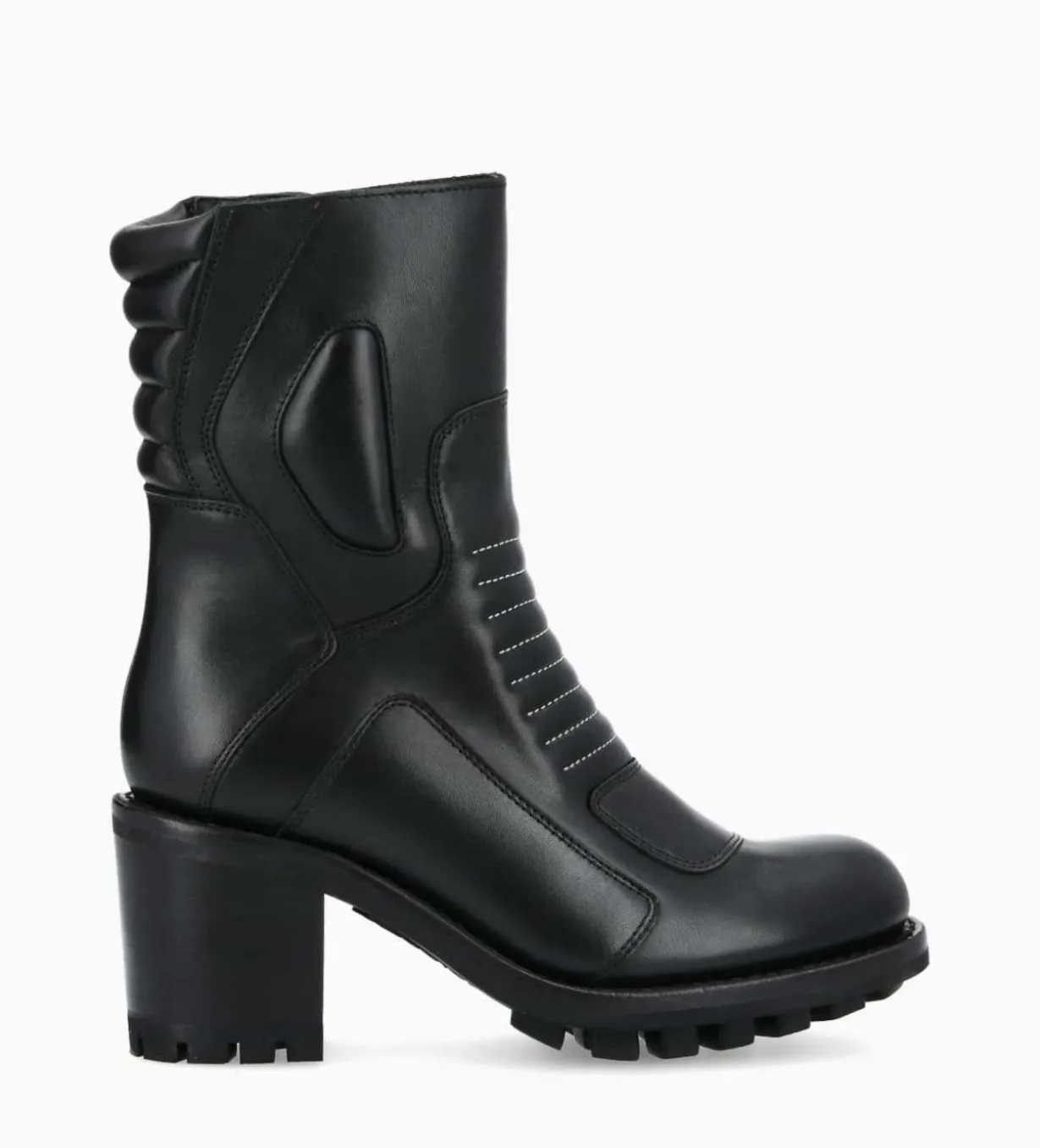 Bottine zippée à talon - Louise 70 - Cuir lisse - Noir