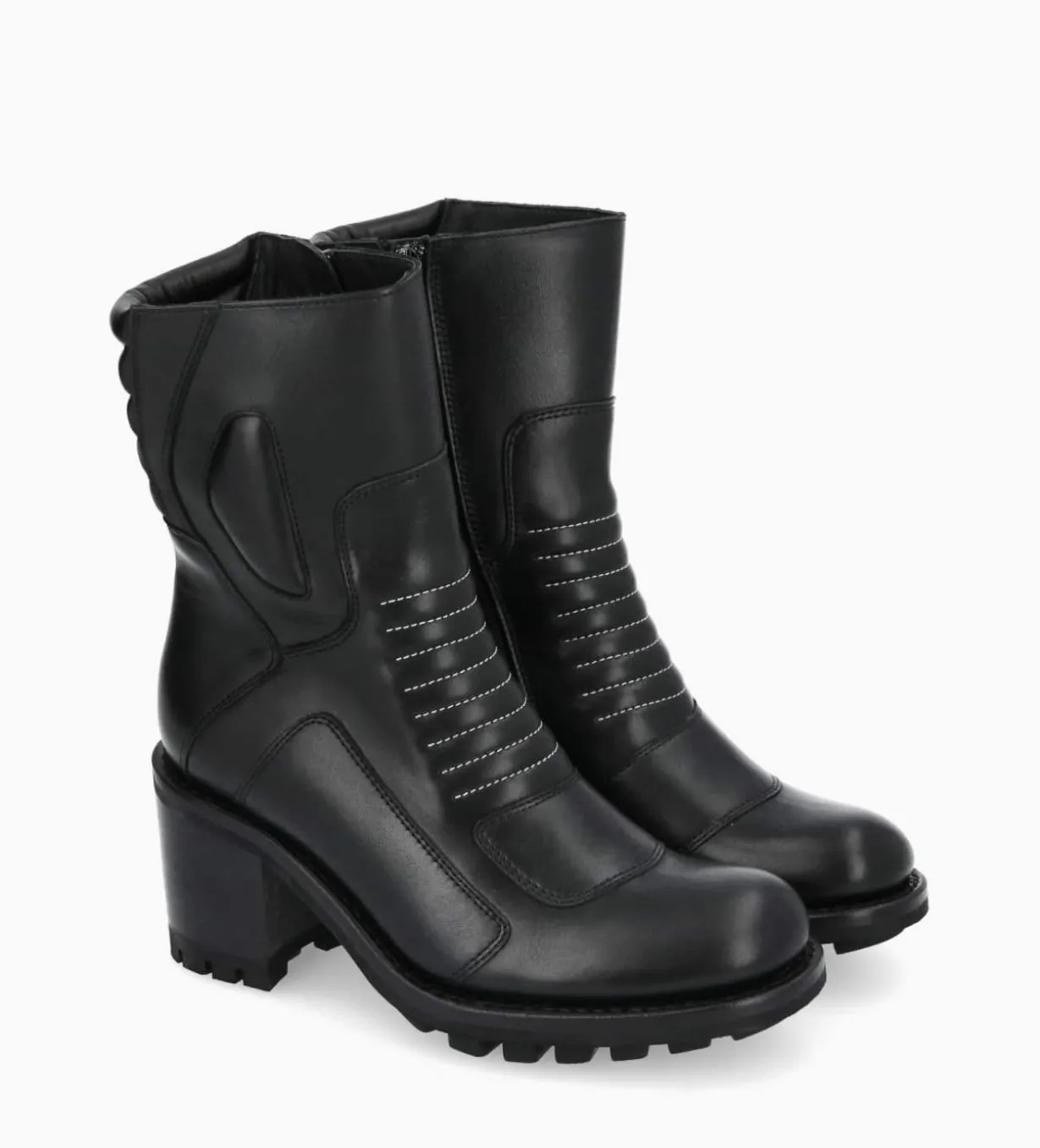 Bottine zippée à talon - Louise 70 - Cuir lisse - Noir