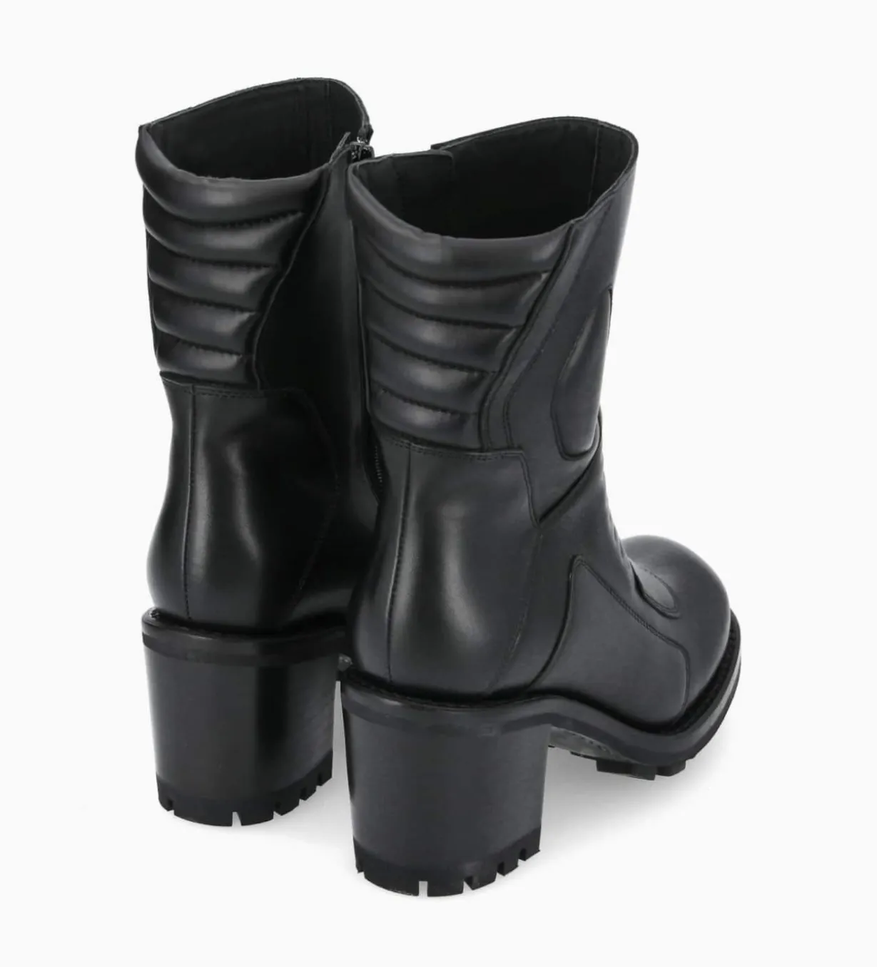 Bottine zippée à talon - Louise 70 - Cuir lisse - Noir