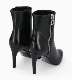 Bottine zippée à talon - Steffy 85 - Cuir de veau lisse brillant - Noir