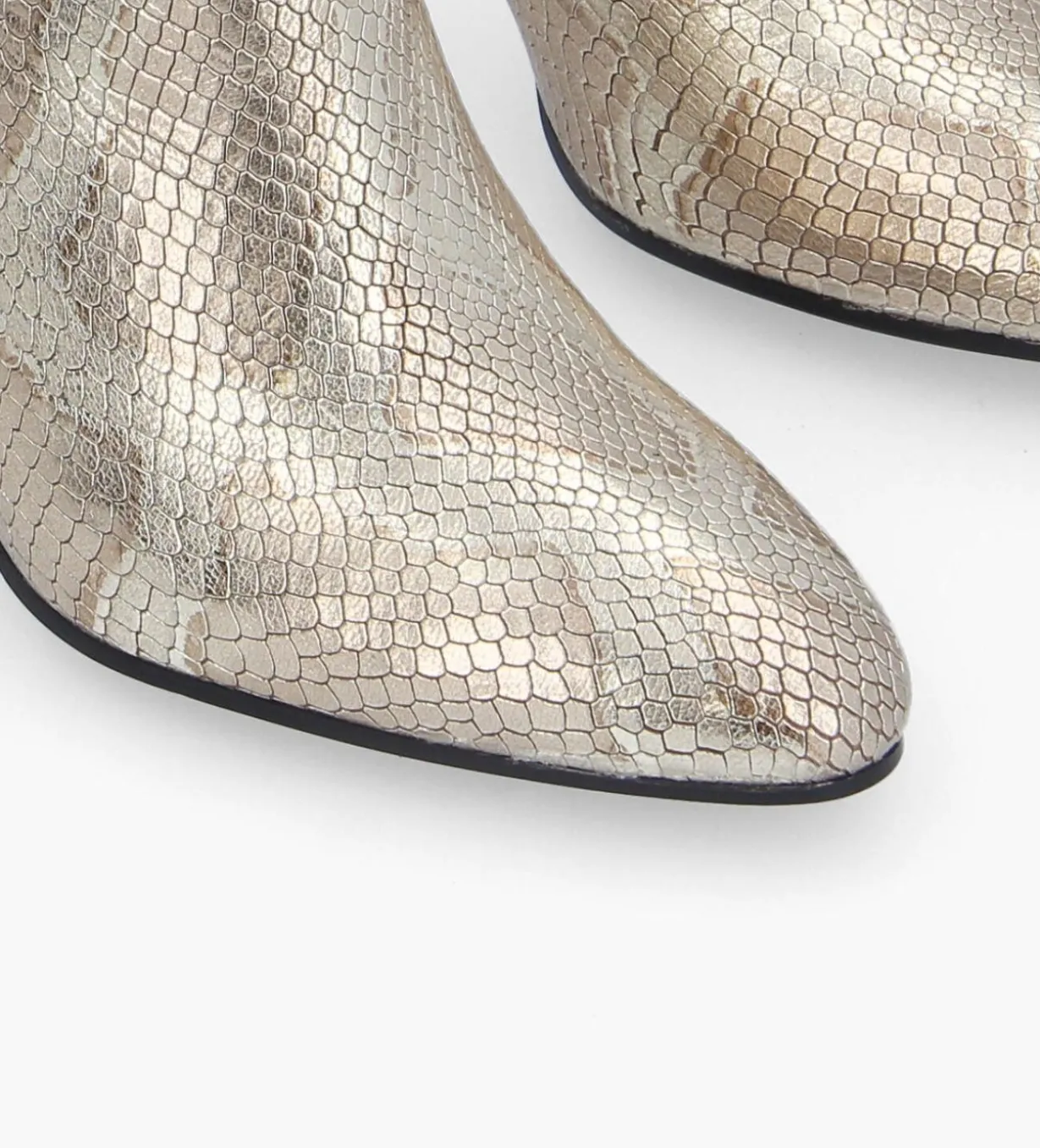 Bottine zippée à talon - Steffy 85 - Cuir imprimé serpent - Doré