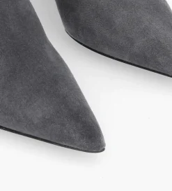 Bottine zippée à talon compensé - Florence 70 - Cuir velours - Stone