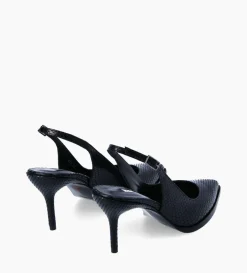 Escarpin à bride arrière - Jamie 70 - Cuir imprimé python - Noir