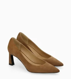 Escarpin à talon à bout pointu - Iris 65 - Cuir velours - Brun
