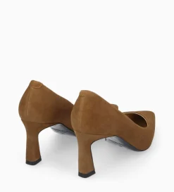 Escarpin à talon à bout pointu - Iris 65 - Cuir velours - Brun