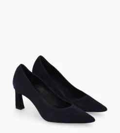 Escarpin à talon à bout pointu - Iris 65 - Cuir velours - Marine