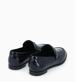Mocassin - Anaïs - Cuir imprimé crocodile verni - Noir
