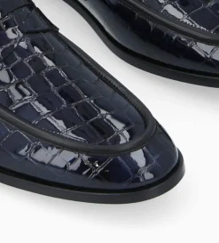 Mocassin - Anaïs - Cuir imprimé crocodile verni - Noir