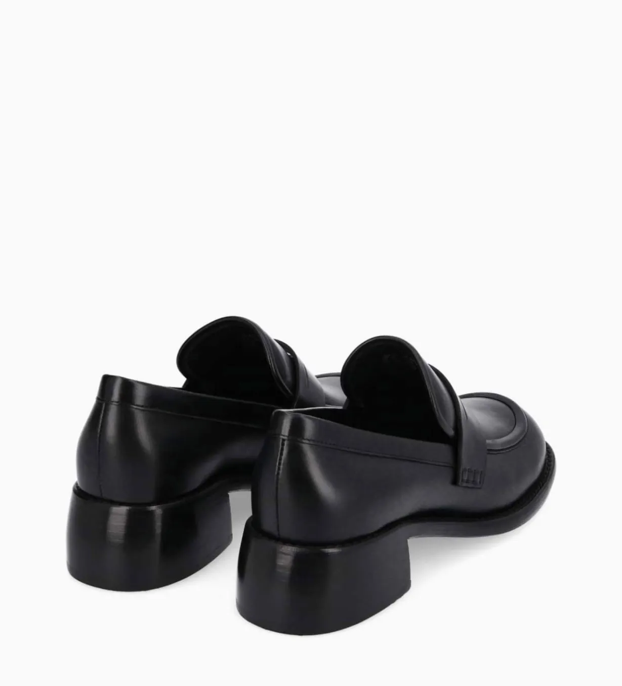 Mocassin à talon à bout carré - Anaïs 50 - Cuir de veau lisse brillant- Noir