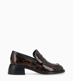 Mocassin à talon à bout carré - Anaïs 50 - Cuir vernis - Turtle