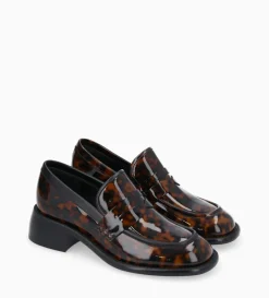 Mocassin à talon à bout carré - Anaïs 50 - Cuir vernis - Turtle