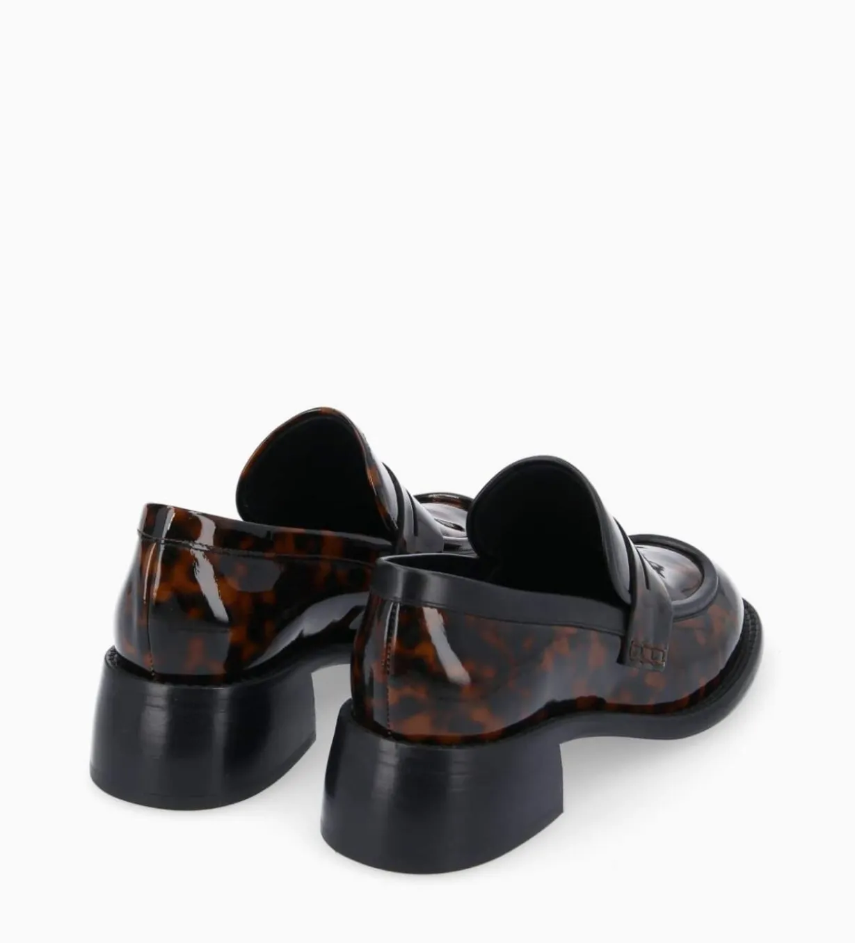 Mocassin à talon à bout carré - Anaïs 50 - Cuir vernis - Turtle