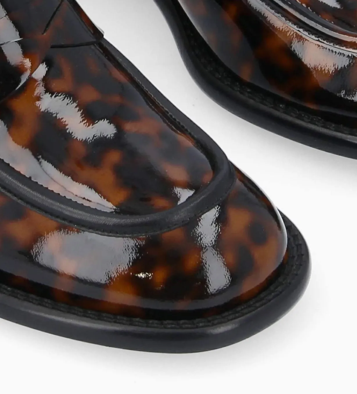 Mocassin à talon à bout carré - Anaïs 50 - Cuir vernis - Turtle