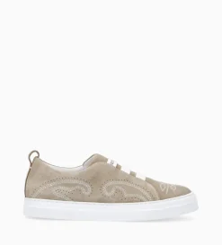 Sneaker - Panic - Cuir velours - Grège